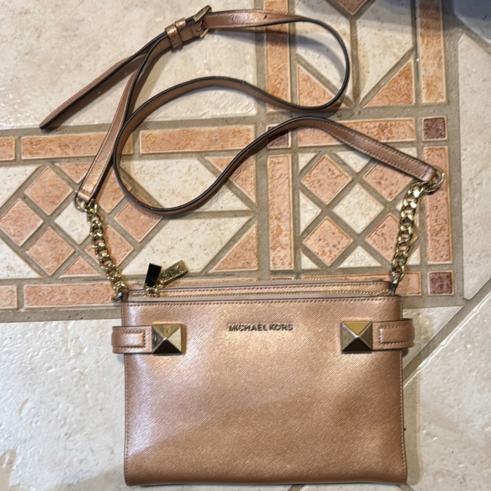 Michael Kors Metallic Pink Crossbody Bag